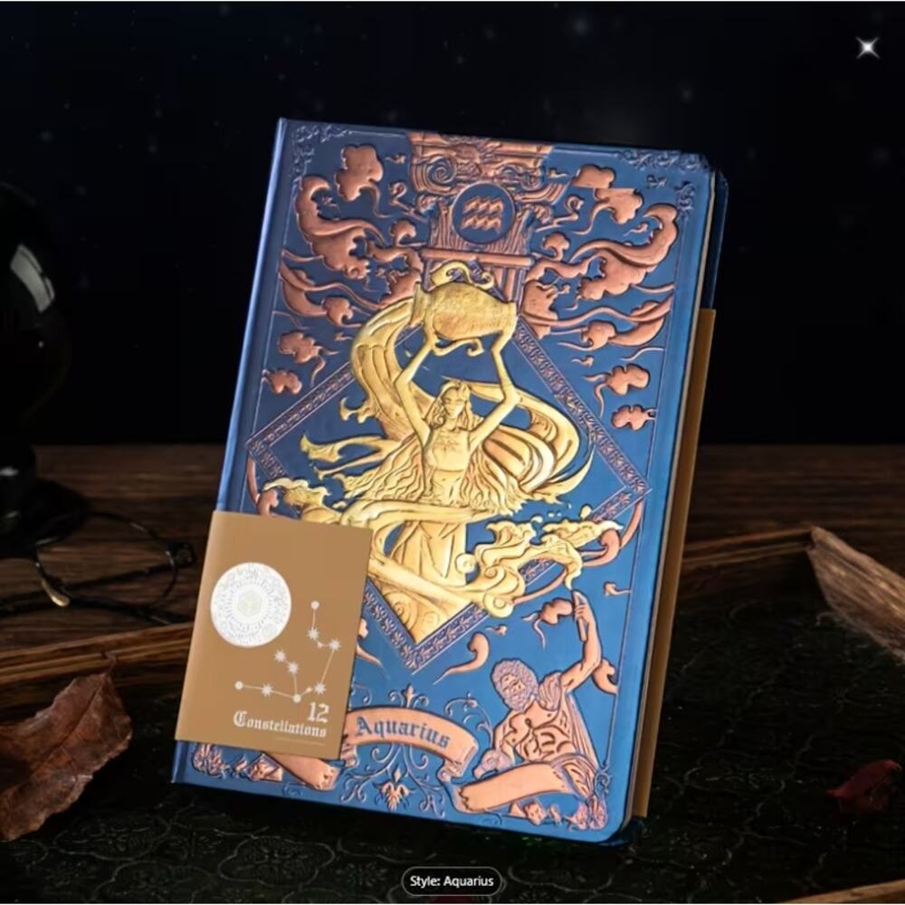 Aquarius Zodiac Notebook Journal Astrology Diary Hardcover Constellation Gift